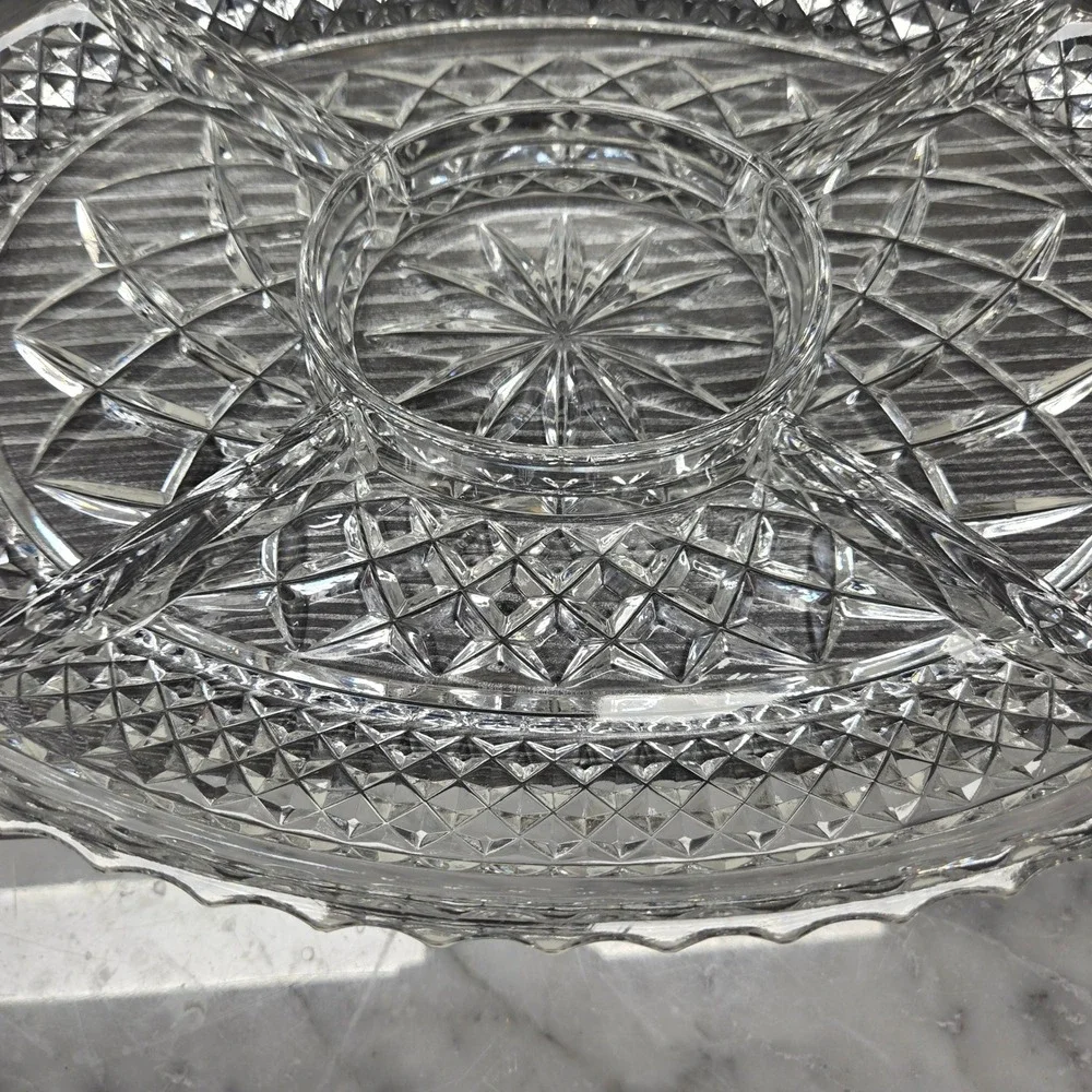 OLIVIA Fine Full Lead Glass Crystal Oval Relish Serving Dish Western Germany 14